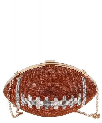 Rhinestone Bling Football Clutch LGZ036 BROWN
